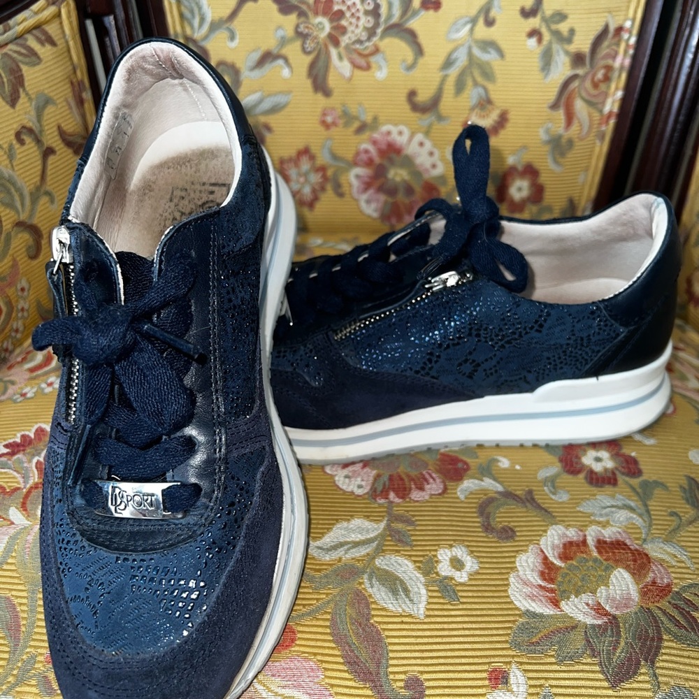 DLS Italia leather Navy Lace-Up/Zip Sneakers